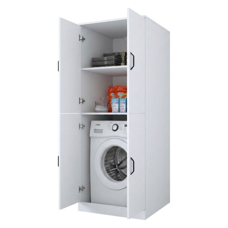 Armadio Multiuso Grande Bianco 2 Ripiani 4 Ante 70x182h cm, Apertura Battente - Sarre