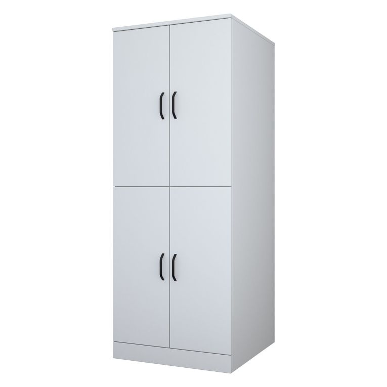 Armadio Multiuso Grande Bianco 2 Ripiani 4 Ante 70x182h cm, Apertura Battente - Sarre