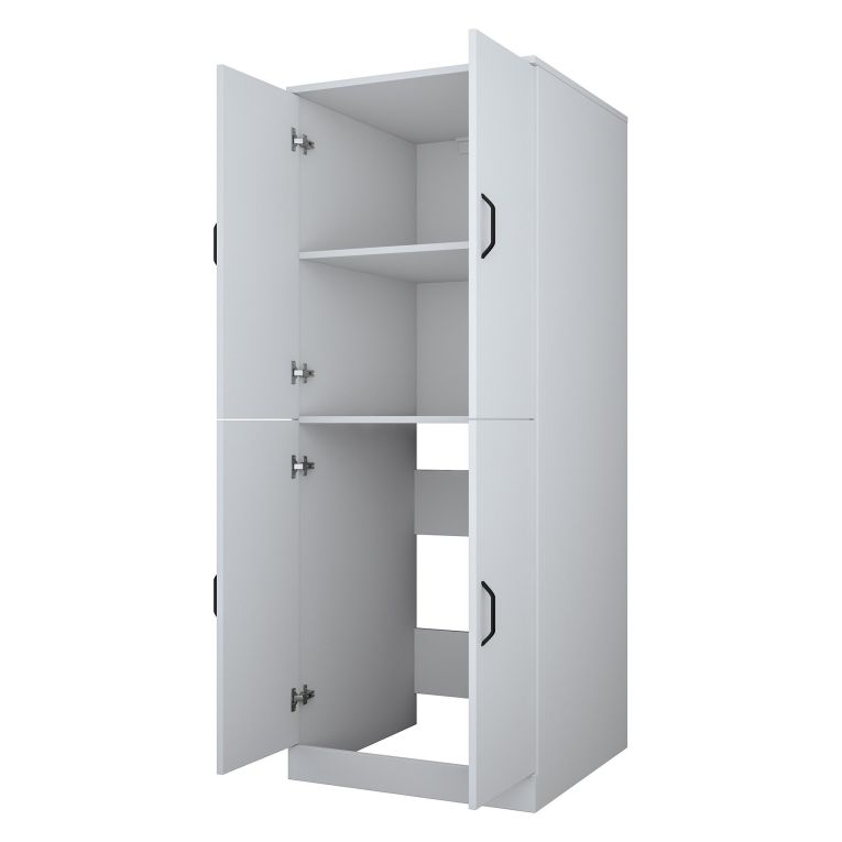 Armadio Multiuso Grande Bianco 2 Ripiani 4 Ante 70x182h cm, Apertura Battente - Sarre