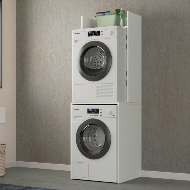 Armadio Multiuso Grande Bianco 3 Ripiani 4 Vani 65x195h cm, Peso Supportato 50 kg - Rapino