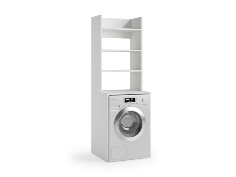 Armadio Multiuso Grande Bianco 3 Ripiani 4 Vani 65x195h cm, Peso Supportato 50 kg - Rapino