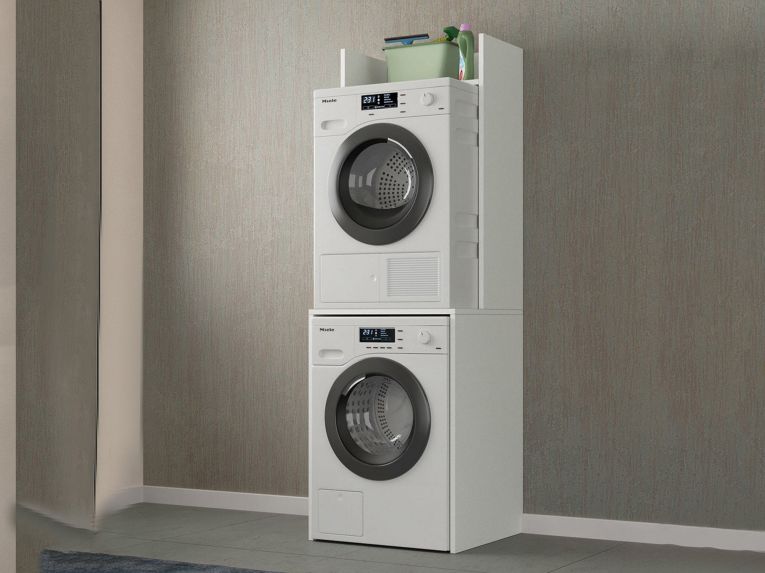 Armadio Multiuso Grande Bianco 3 Ripiani 4 Vani 65x195h cm, Peso Supportato 50 kg - Rapino