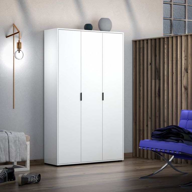 Armadio Multiuso Grande Bianco Lucido 4 Ripiani Cassetti 106.9x180h cm, 6 Vani - Teolo