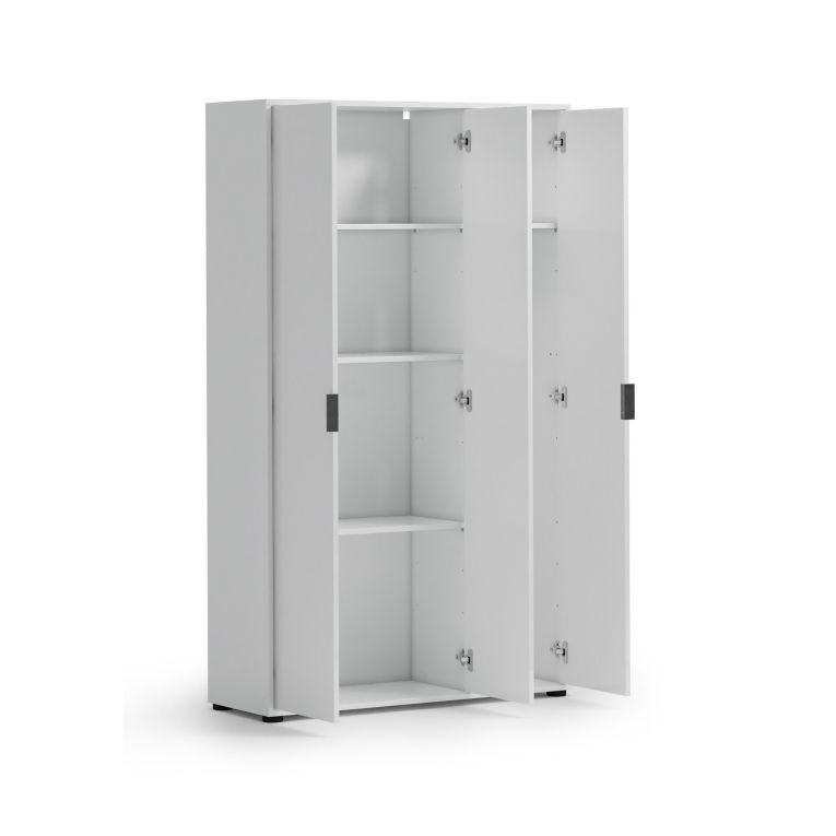 Armadio Multiuso Grande Bianco Lucido 4 Ripiani Cassetti 106.9x180h cm, 6 Vani - Teolo