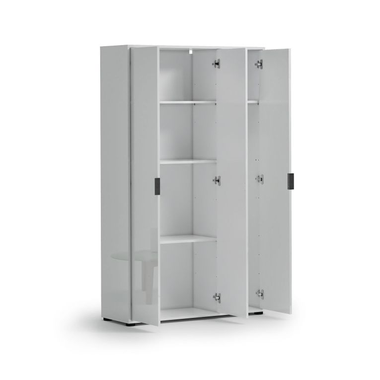 Armadio Multiuso Grande Bianco Lucido 4 Ripiani Cassetti 106.9x180h cm, 6 Vani - Teolo