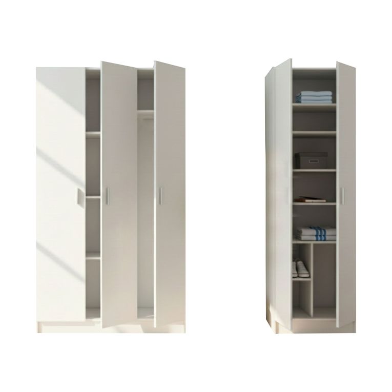 Armadio Multiuso Grande Bianco Modulabile 10 Ripiani 168x180h cm, 5 Ante - Tergu
