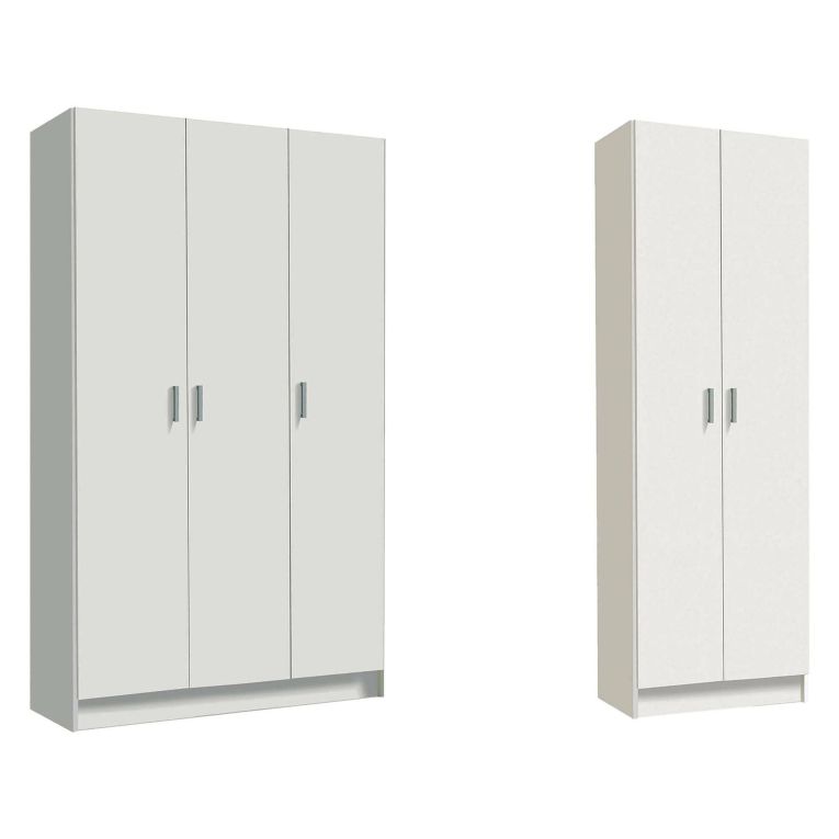 Armadio Multiuso Grande Bianco Modulabile 10 Ripiani 168x180h cm, 5 Ante - Tergu