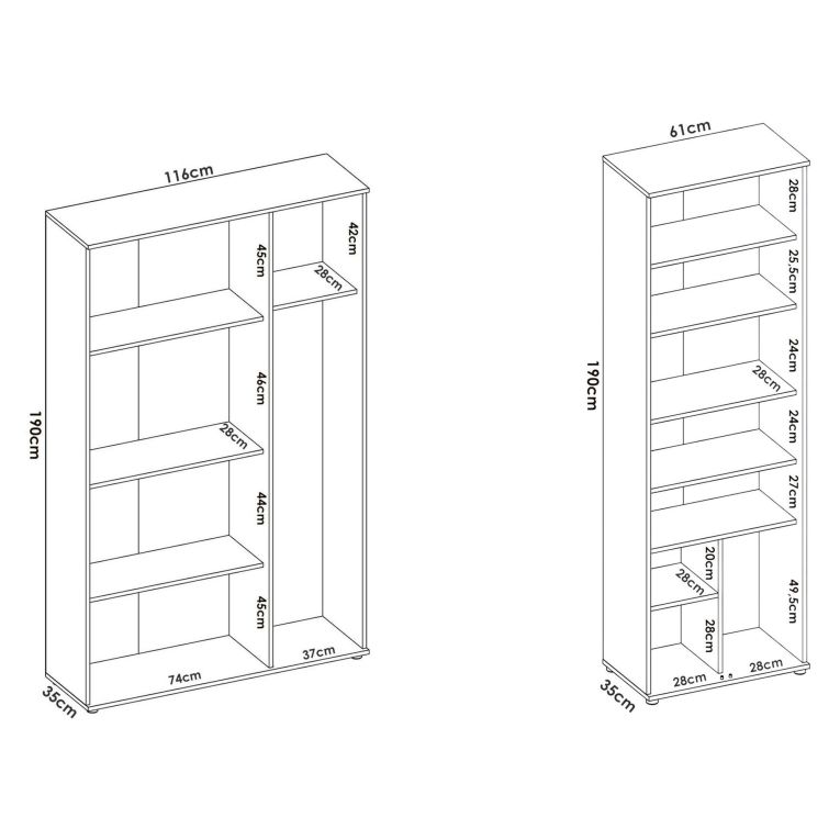 Armadio Multiuso Grande Bianco Modulabile 10 Ripiani 177x190h cm, 5 Ante - Brumano