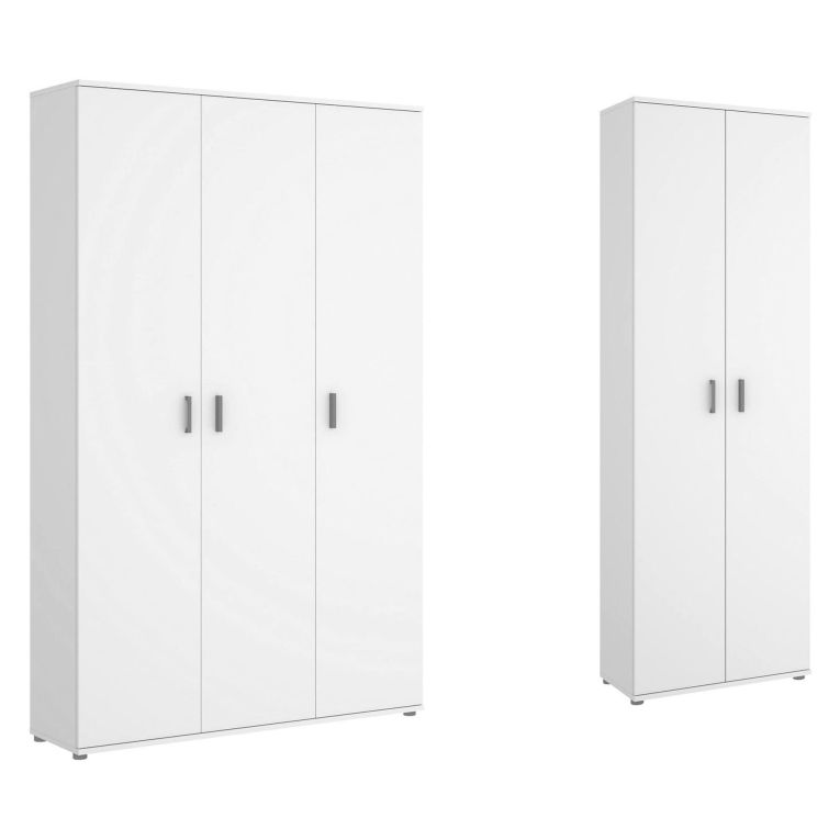 Armadio Multiuso Grande Bianco Modulabile 10 Ripiani 177x190h cm, 5 Ante - Brumano