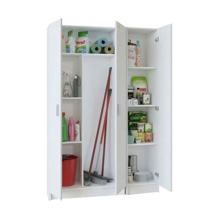 Armadio Multiuso Grande Bianco Modulabile 6 Ripiani 110x180h cm, 3 Ante - Soave