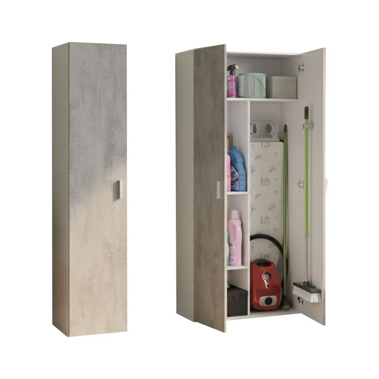 Armadio Multiuso Grande Bianco Modulabile 6 Ripiani 121x182h cm, 3 Ante - Valdaora