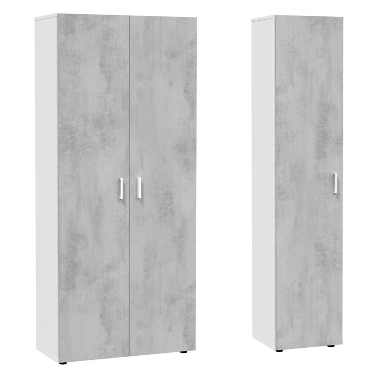 Armadio Multiuso Grande Bianco Modulabile 6 Ripiani 121x182h cm, 3 Ante - Valdaora