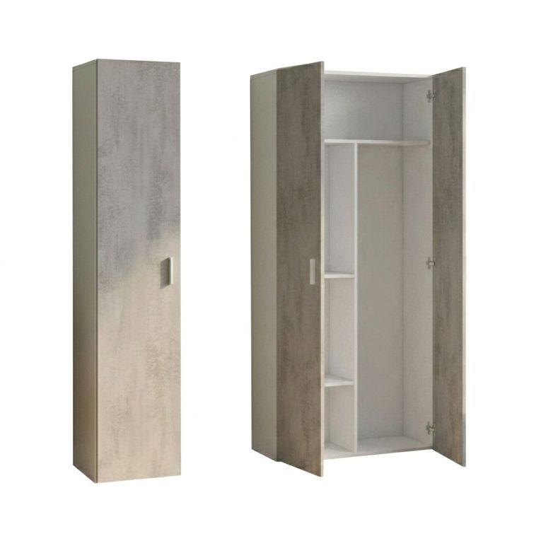 Armadio Multiuso Grande Bianco Modulabile 6 Ripiani 121x182h cm, 3 Ante - Valdaora