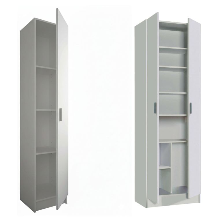 Armadio Multiuso Grande Bianco Modulabile 6 Ripiani 96x180h cm, 3 Ante - Molteno