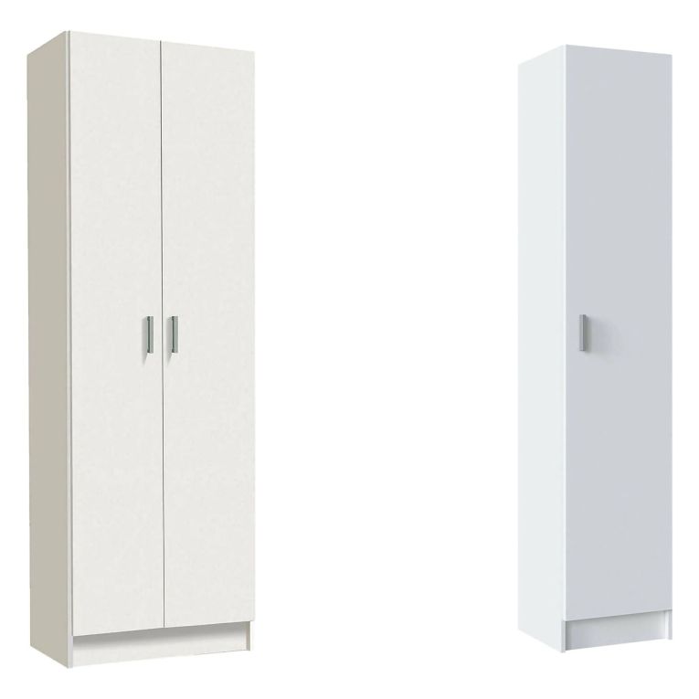 Armadio Multiuso Grande Bianco Modulabile 6 Ripiani 96x180h cm, 3 Ante - Molteno