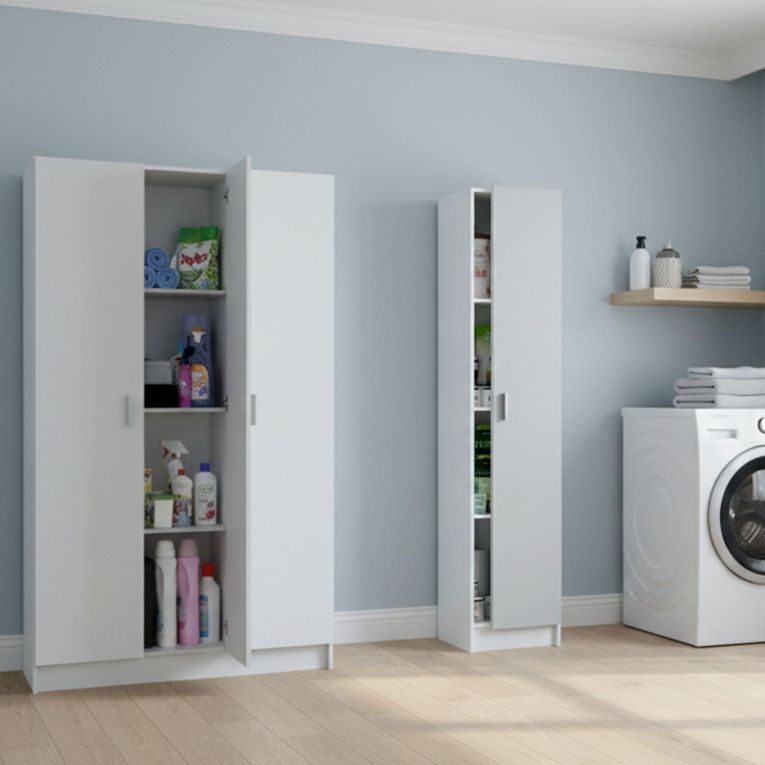 Armadio Multiuso Grande Bianco Modulabile 7 Ripiani 146x180h cm, 4 Ante - Sinnai