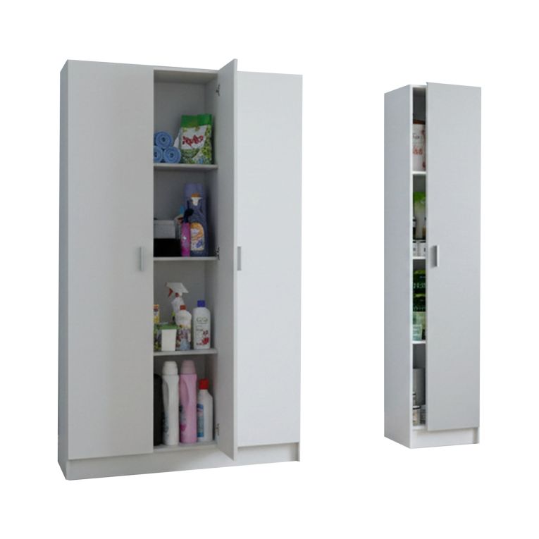 Armadio Multiuso Grande Bianco Modulabile 7 Ripiani 146x180h cm, 4 Ante - Sinnai
