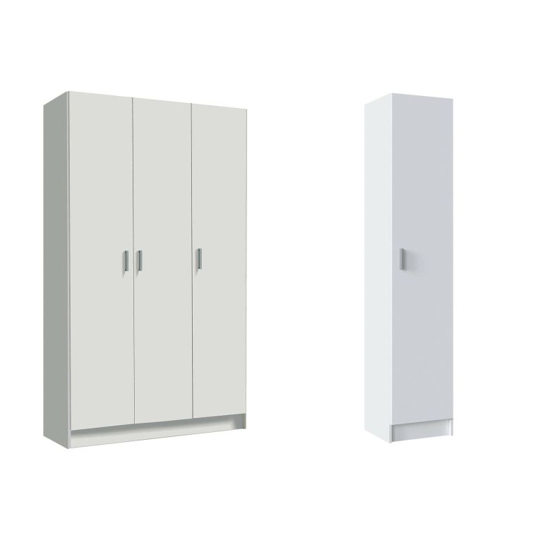 Armadio Multiuso Grande Bianco Modulabile 7 Ripiani 146x180h cm, 4 Ante - Sinnai