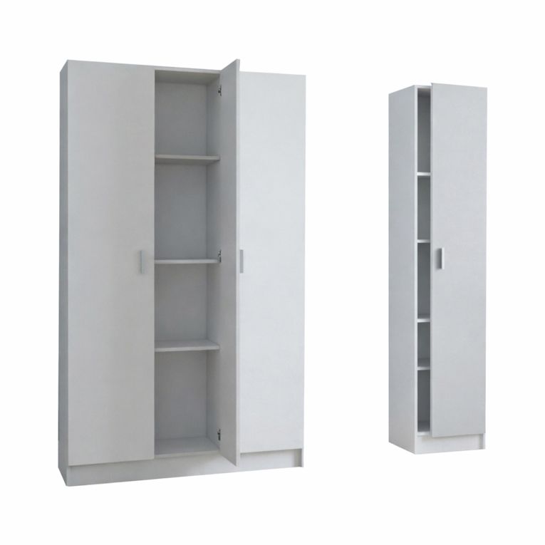Armadio Multiuso Grande Bianco Modulabile 7 Ripiani 146x180h cm, 4 Ante - Sinnai