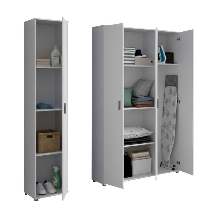 Armadio Multiuso Grande Bianco Modulabile 7 Ripiani 155x190h cm, 4 Ante - Stazzona