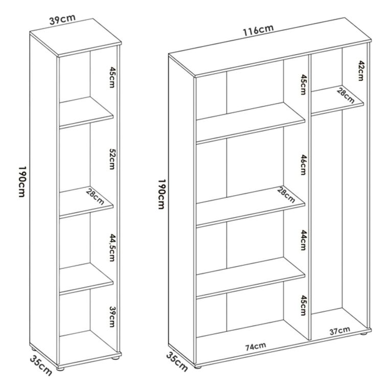 Armadio Multiuso Grande Bianco Modulabile 7 Ripiani 155x190h cm, 4 Ante - Stazzona