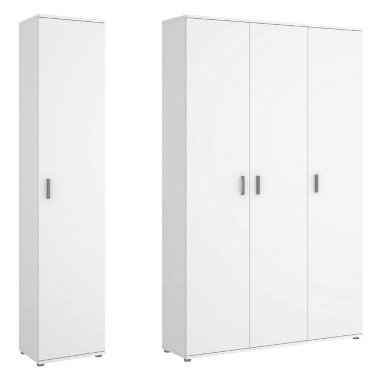 Armadio Multiuso Grande Bianco Modulabile 7 Ripiani 155x190h cm, 4 Ante - Stazzona