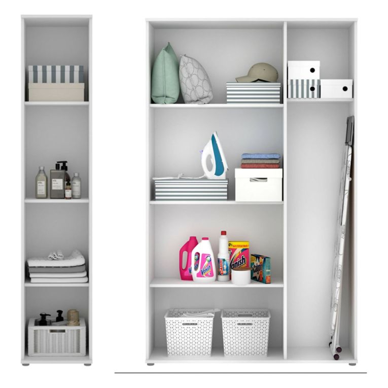 Armadio Multiuso Grande Bianco Modulabile 7 Ripiani 155x190h cm, 4 Ante - Stazzona