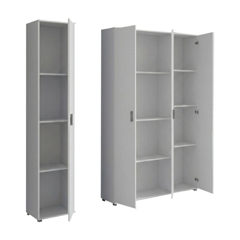Armadio Multiuso Grande Bianco Modulabile 7 Ripiani 155x190h cm, 4 Ante - Stazzona