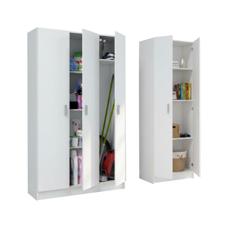 Armadio Multiuso Grande Bianco Modulabile 7 Ripiani 168x180h cm, 5 Ante - Melegari
