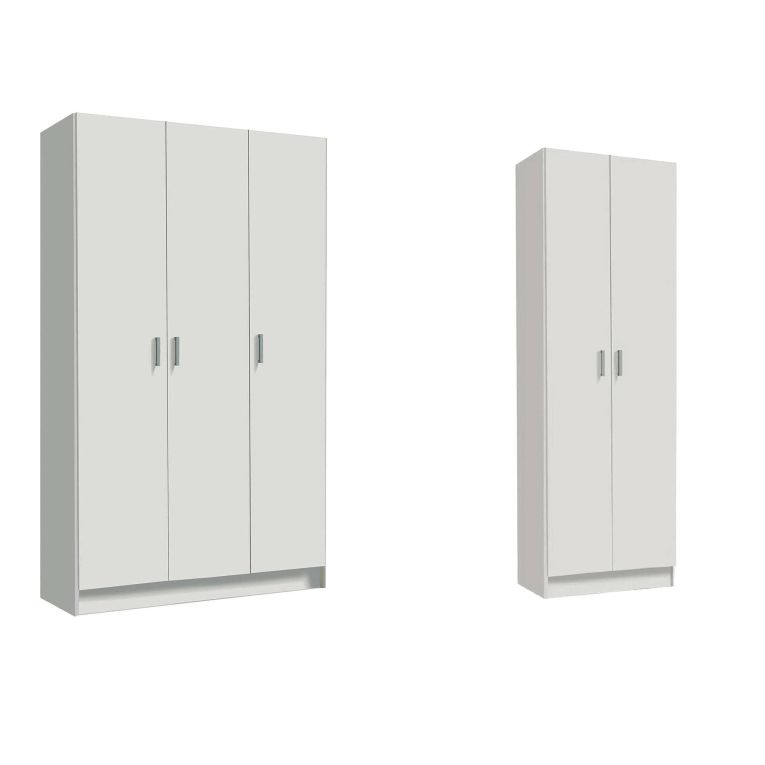 Armadio Multiuso Grande Bianco Modulabile 7 Ripiani 168x180h cm, 5 Ante - Melegari