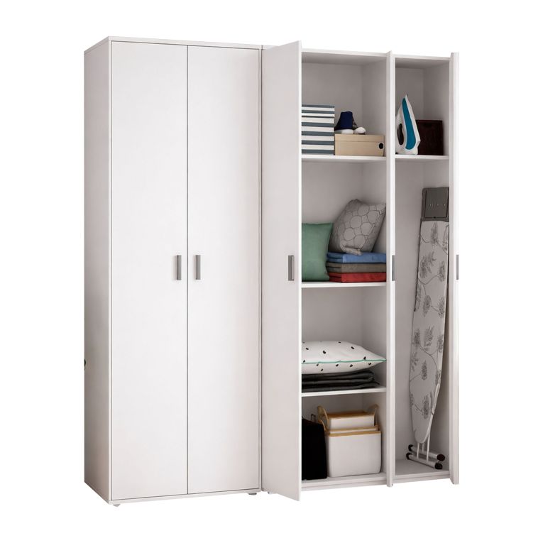 Armadio Multiuso Grande Bianco Modulabile 7 Ripiani 177x190h cm, 5 Ante - Rosarno