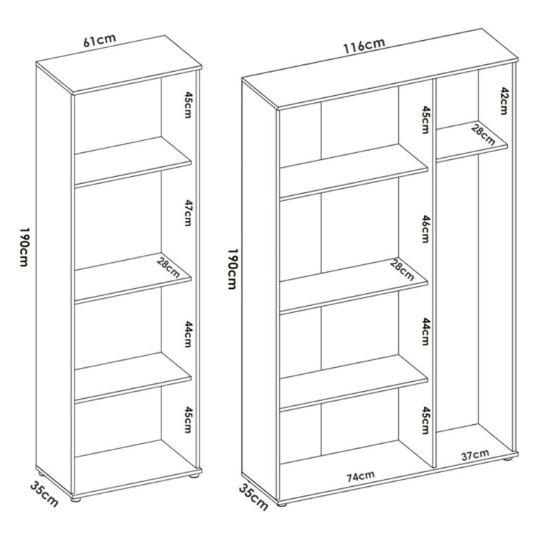 Armadio Multiuso Grande Bianco Modulabile 7 Ripiani 177x190h cm, 5 Ante - Rosarno