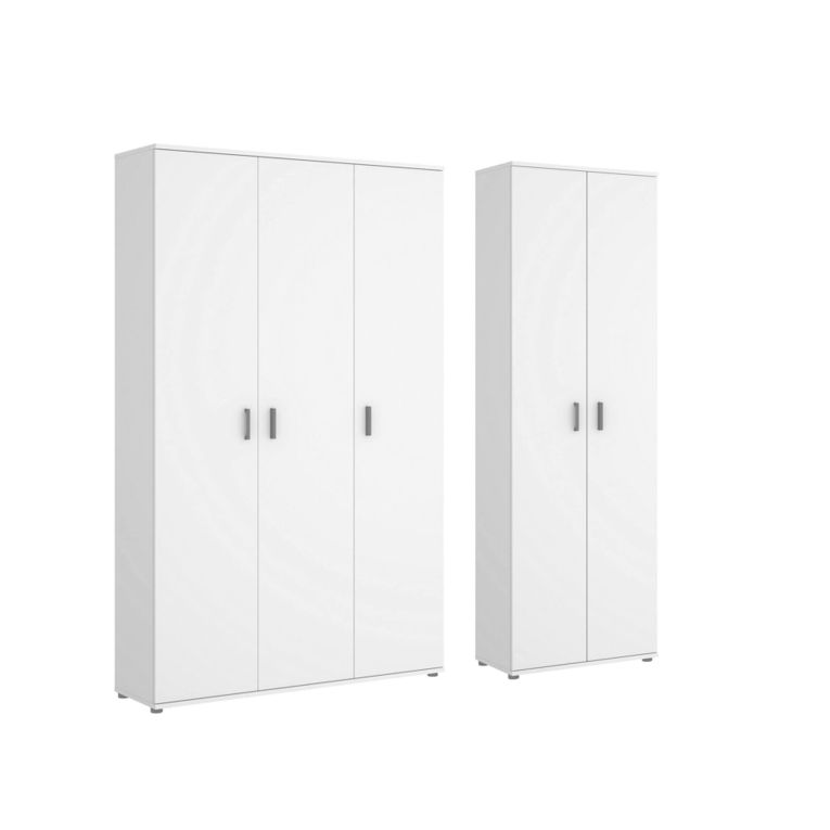 Armadio Multiuso Grande Bianco Modulabile 7 Ripiani 177x190h cm, 5 Ante - Rosarno