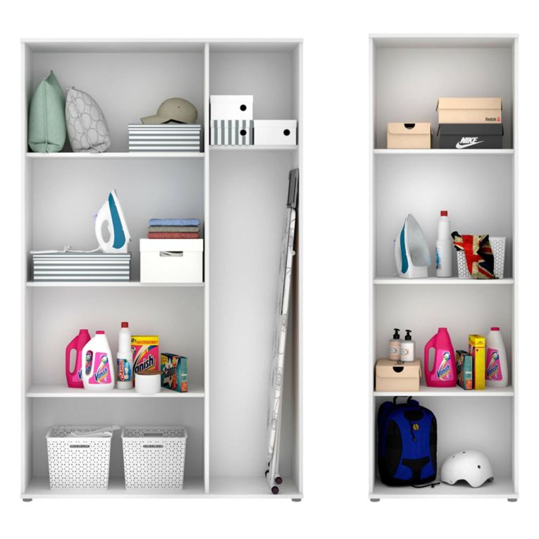 Armadio Multiuso Grande Bianco Modulabile 7 Ripiani 177x190h cm, 5 Ante - Rosarno