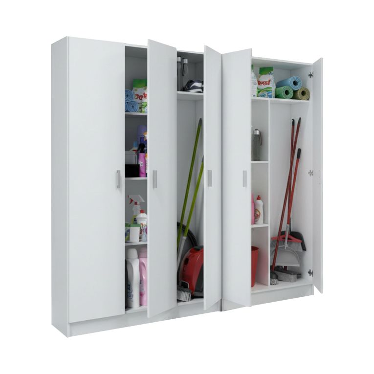 Armadio Multiuso Grande Bianco Modulabile 7 Ripiani 182x180h cm, 5 Ante - Codigoro