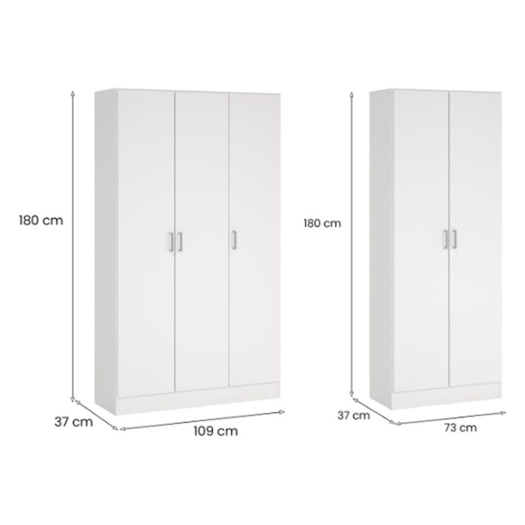 Armadio Multiuso Grande Bianco Modulabile 7 Ripiani 182x180h cm, 5 Ante - Codigoro