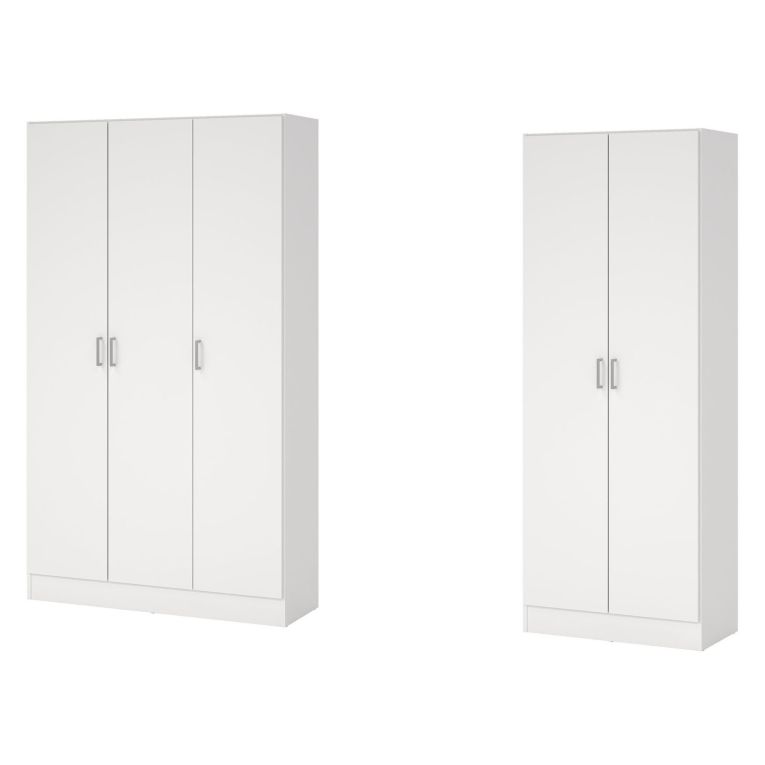 Armadio Multiuso Grande Bianco Modulabile 7 Ripiani 182x180h cm, 5 Ante - Codigoro