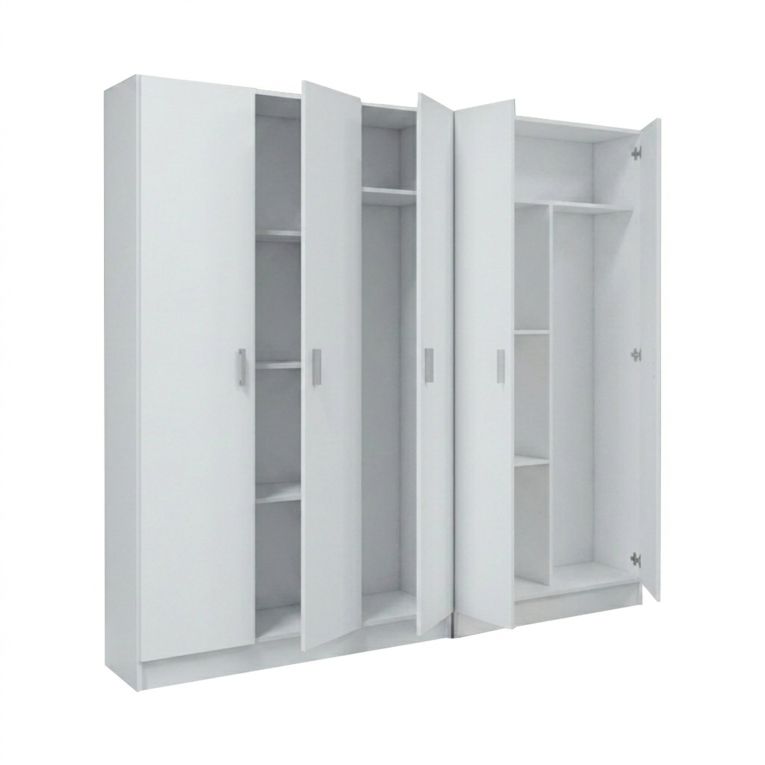 Armadio Multiuso Grande Bianco Modulabile 7 Ripiani 182x180h cm, 5 Ante - Codigoro