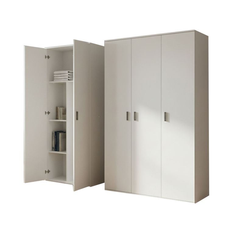Armadio Multiuso Grande Bianco Modulabile 7 Ripiani 194x190h cm, 5 Ante - Velate