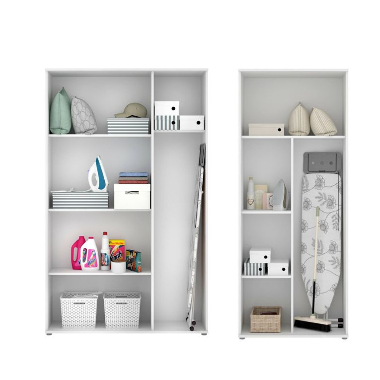 Armadio Multiuso Grande Bianco Modulabile 7 Ripiani 194x190h cm, 5 Ante - Velate