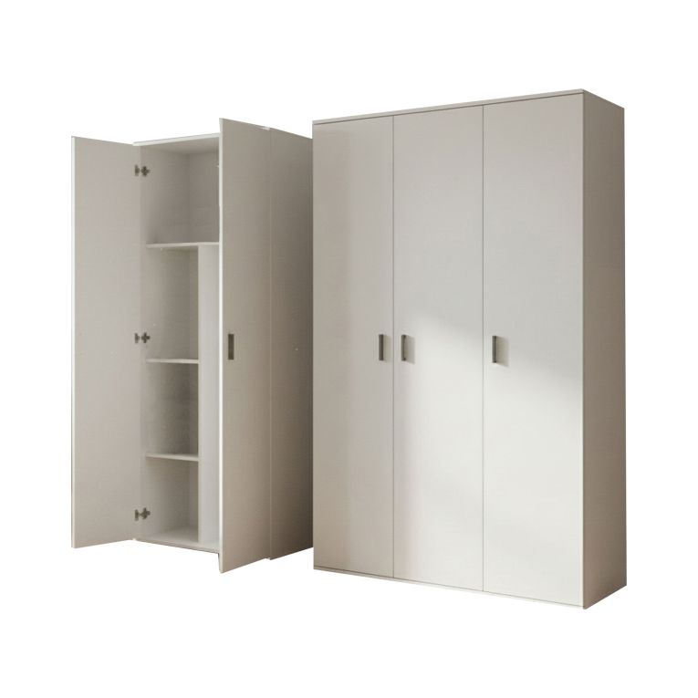 Armadio Multiuso Grande Bianco Modulabile 7 Ripiani 194x190h cm, 5 Ante - Velate