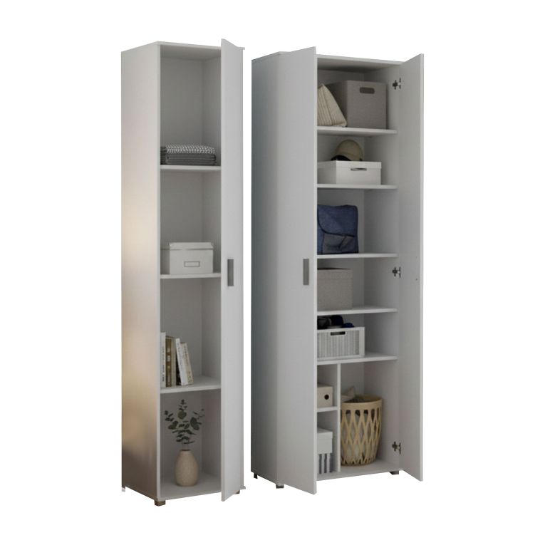Armadio Multiuso Grande Bianco Modulabile 9 Ripiani 100x190h cm, 3 Ante - Casciano