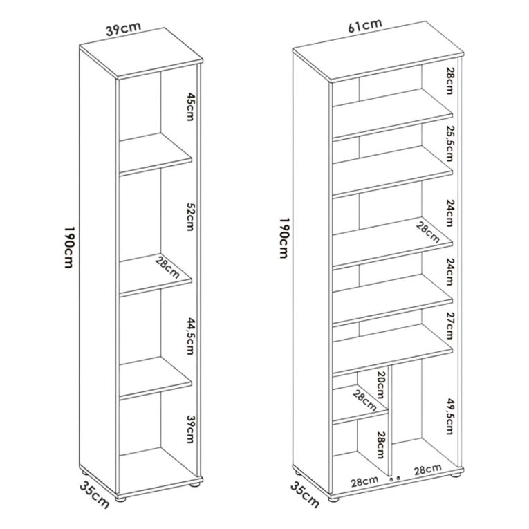 Armadio Multiuso Grande Bianco Modulabile 9 Ripiani 100x190h cm, 3 Ante - Casciano