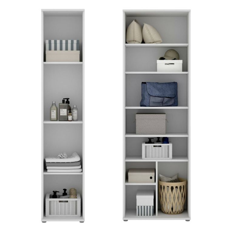 Armadio Multiuso Grande Bianco Modulabile 9 Ripiani 100x190h cm, 3 Ante - Casciano