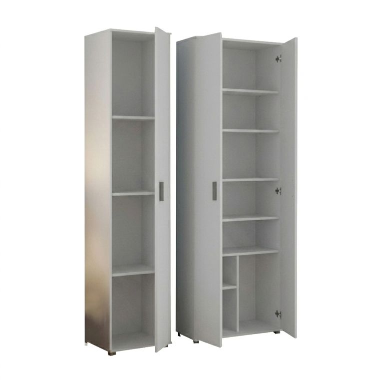 Armadio Multiuso Grande Bianco Modulabile 9 Ripiani 100x190h cm, 3 Ante - Casciano