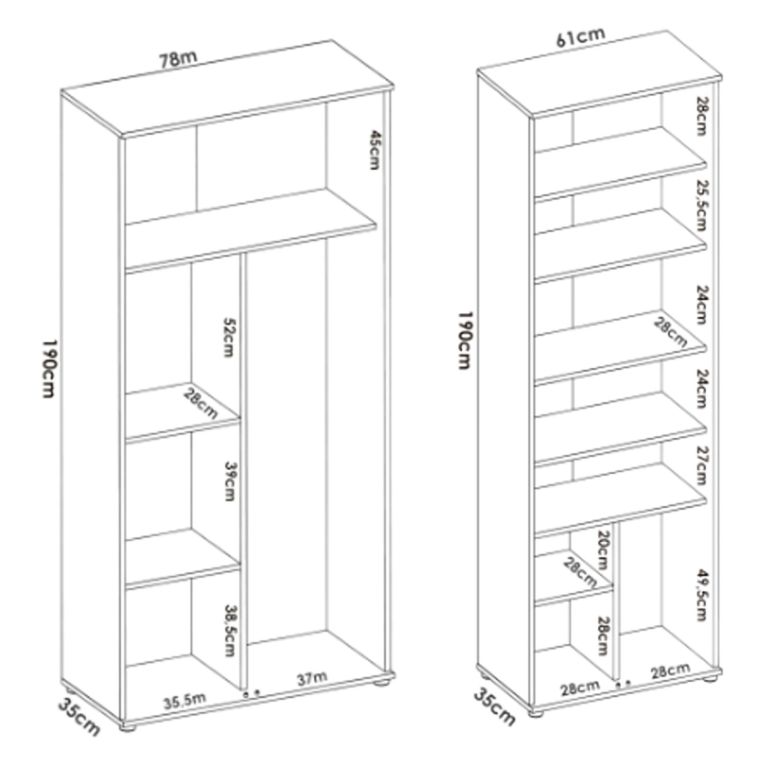 Armadio Multiuso Grande Bianco Modulabile 9 Ripiani 139x190h cm, 4 Ante - Veruno
