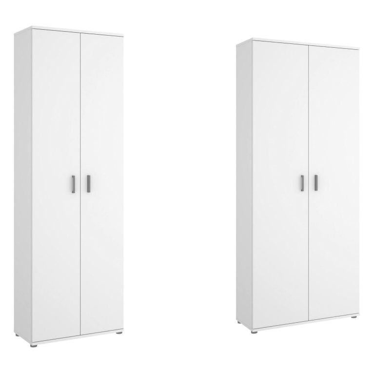 Armadio Multiuso Grande Bianco Modulabile 9 Ripiani 139x190h cm, 4 Ante - Veruno