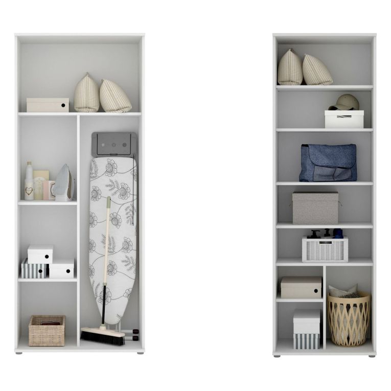 Armadio Multiuso Grande Bianco Modulabile 9 Ripiani 139x190h cm, 4 Ante - Veruno