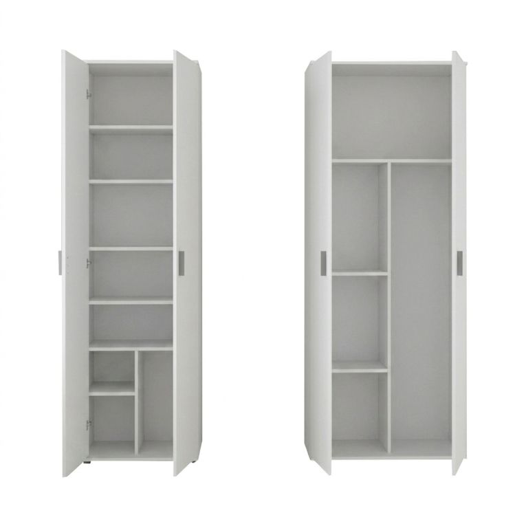Armadio Multiuso Grande Bianco Modulabile 9 Ripiani 139x190h cm, 4 Ante - Veruno