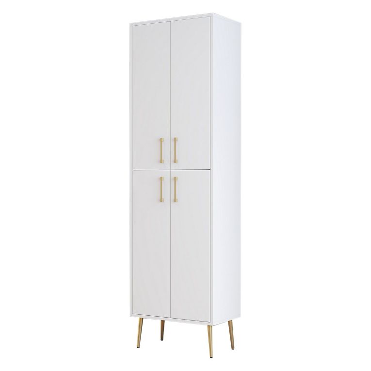 Armadio Multiuso Grande Bianco oro 6 Ripiani 4 Ante 60x202h cm, 6 Vani - Laino